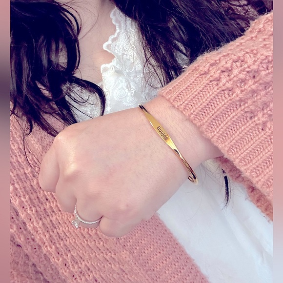 NEW: Stylish Jewelry Custom Made Bangle Bracelets Urban Saying “Bougie” Engraved - Picture 5 of 16
